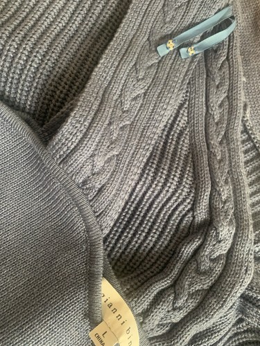 Gianni Bini Crop Top & Cardigan Sweater 2 PIECE SET Blue Wool Blend, Size Large - Picture 17 of 23
