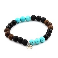 Mineralien Und Steine PréCieuses. Armband Perlen TüRkis + Lava + Schwarzer Achat