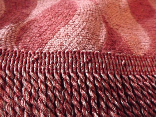 jc penney FRINGED VALANCE Victorian Style 77Wx24" MAROON WINE chenille feel - Picture 11 of 12