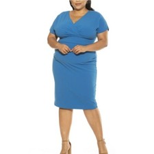 ALEXIA ADMOR NAOME PLUS SIZE SHEATH DRESS, CERULEAN (BLUE), 1X