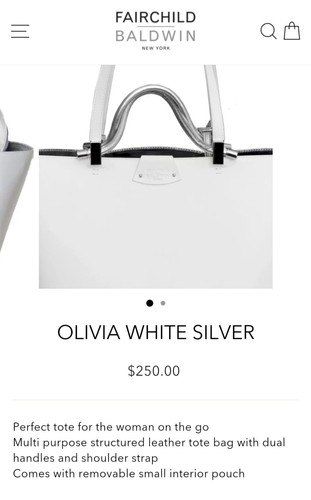 Fairchild Baldwin Olivia Silver White Bag Tote