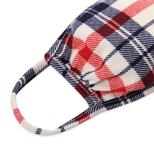 Reusable Face Mask Cover Red & Blue Plaid Comfortable Ultra Soft T-shirt Cloth - Bild 2 von 2
