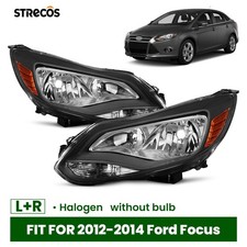 For 2012-2014 Ford Focus Halogen Headlights Assembly Black Driverpassenger Pair For 2012-2014 Ford Focus Halogen Headlights Assembly Black Driverpassenger Pair