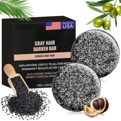 #ad #ad 2PCS Gray Hair Reverse Bar Soap Natural Black Soap for Gray Hair Coverage Blac $12.48