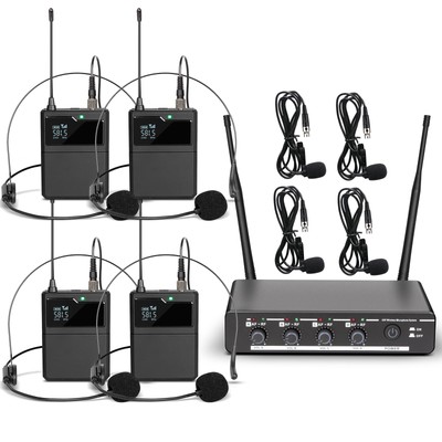 Depusheng R6 Professional Wireless Microphone UHF System 4 Channel