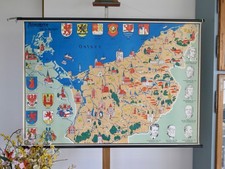 VINTAGE | 1960er |  SCHULWANDKARTE POMMERN und die NEUMARK WANDKARTE | OSTGEBIET
