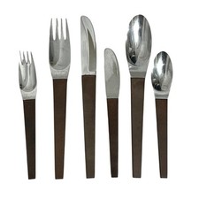 Stanley Roberts SRB Modernist SS Flatware Japan MCM Brown Composite Handle