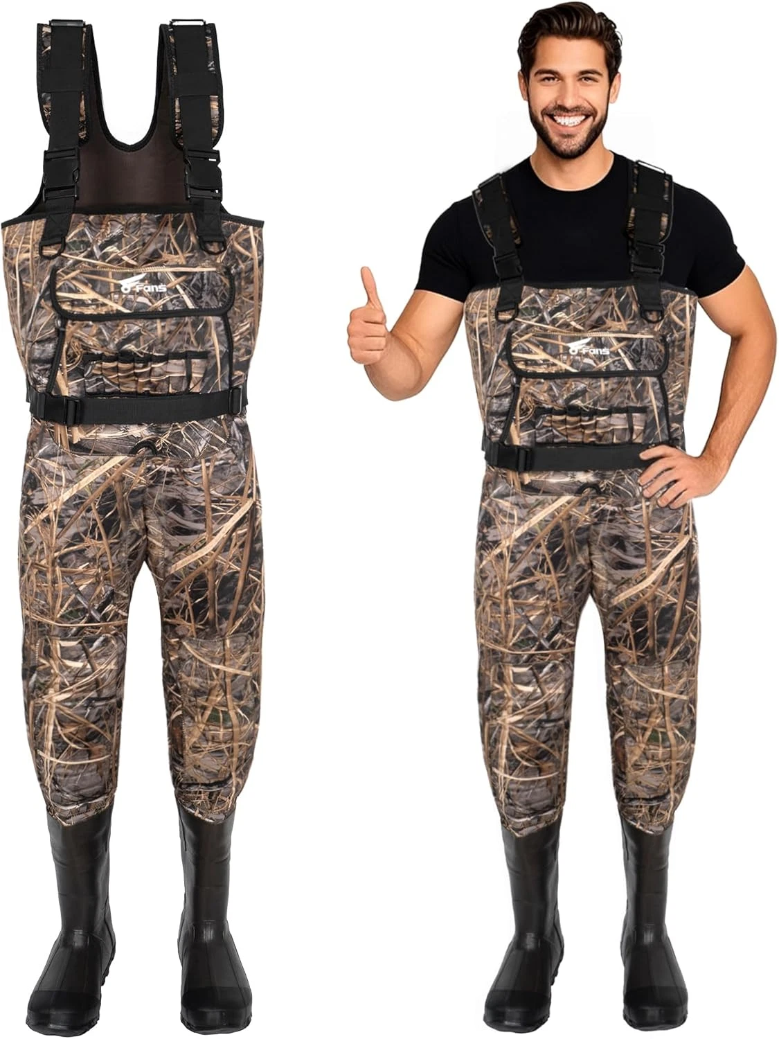 Insulated Waterproof Hunting Waders with Rubber Boots for Men & Women