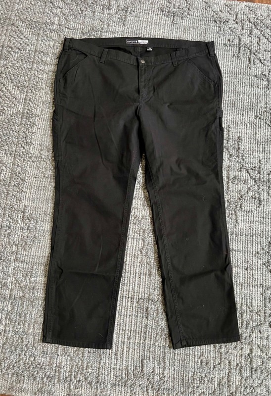 NWT Carhartt Women’s Rugged Flex Loose Fit Black Canvas Work Pants Sz 24W