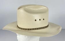 Vtg George Strait Resistol Western Cowboy Hat Long Oval Straw Self-Conform 6 7/8