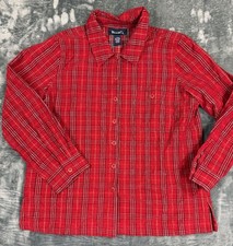 Denim & Co Womens Large Button-Up Shirt Red P...