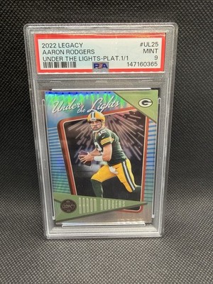 2022 Panini Legacy Under the Lights Aaron Rodgers Platinum 1/1 Packers PSA 9