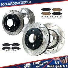 Front Rear Drilled Slotted Rotors Brake Pads For Saturn Outlook 2008 2009 2010 Front Rear Drilled Slotted Rotors Brake Pads For Saturn Outlook 2008 2009 2010