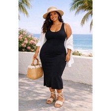 Maurices Black Ribbed Midi Tank Dress New!