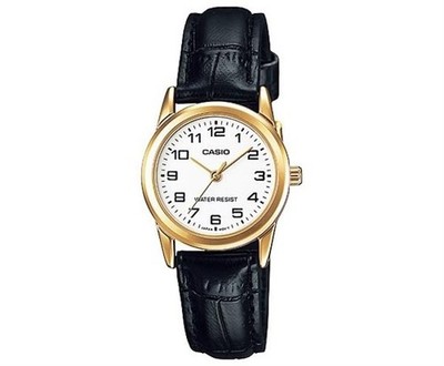 Casio LTP-V001GL-7BUDF DAMEN UHR LEDER SCHWARZ GOLD 25mm UNTERPREIS