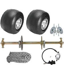 32" ATV Drift Quad Rear Axle 420 Sprocket Hub Brake Chain Disc 11x7.10-5" Wheels