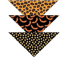 Halloween Dog Bandana  3 Pack  Bats, Candy Corn and Pumpkin Bandanna