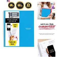 Graph Notebook 8 1/2 Inch x 11 Inch 200 Sheets Spiral Bound Study App