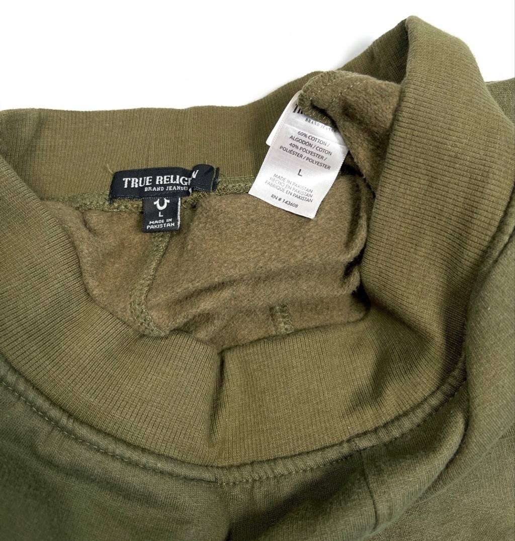 True Religion Girls Sweatpants Olive Green Gold Logo Joggers L thumbnail 6