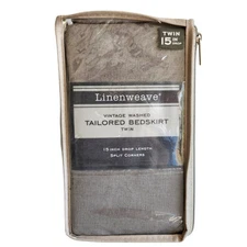 Linenweave 15 Inch Tailored Twin Bedskirt Split Corners Vintage Wash Gray