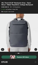 New Open Story 45L Travel Backpack Water Repellant - Gray