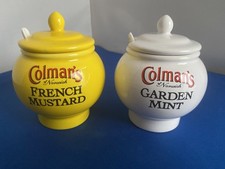 Wade Pottery Colmans English Mustard & Colmans Garden Mint condiment Pots