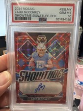 2024 Panini Mosaic - Showtime Signatures Ladd McConkey #SS-LMY Red Prizm /199