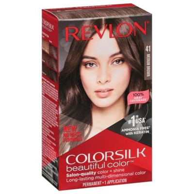 Revlon ColorSilk 41 Medium Brown Permanent Hair Dye 100 Gray Coverage Kit