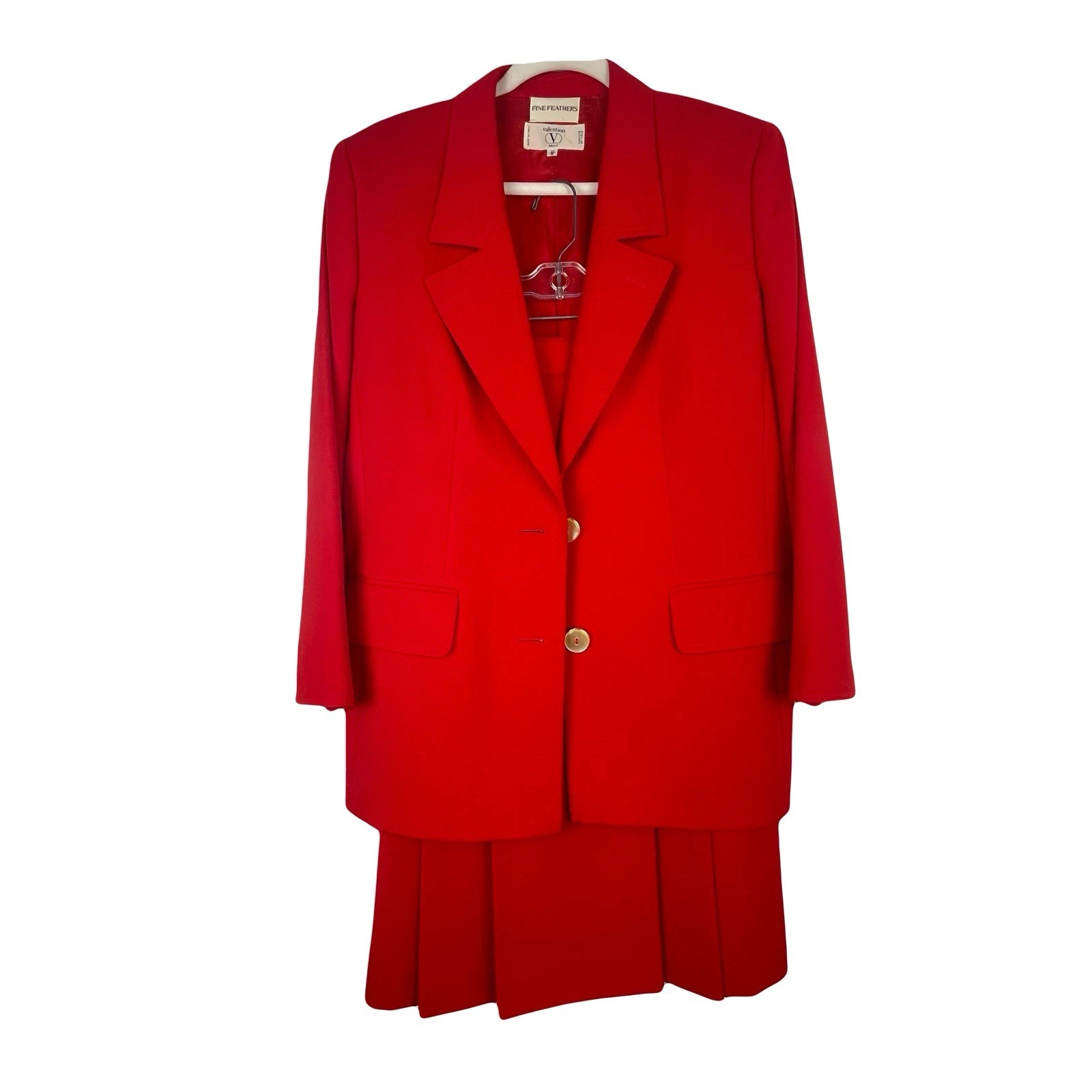 Valentino set completo 3 pezzi giacca gonna e pantaloni colore rosso vintage ottime condizioni 8 10 12