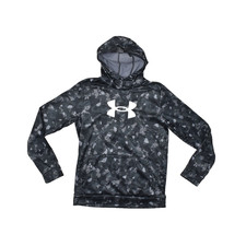 Under Armour Boys YXL Loose Camo Fleece Hoodie Pullover Sweatshirt Gray Black