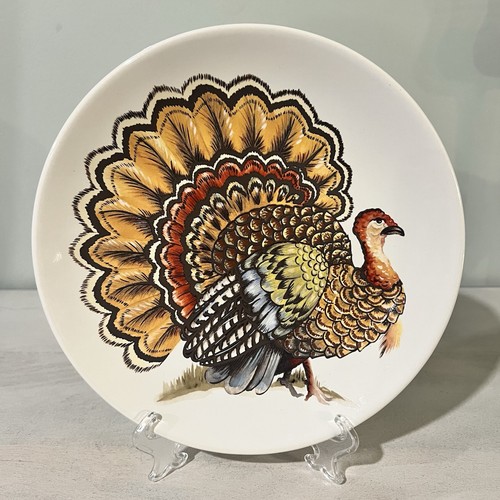 Pottery Barn Watercolor Turkey Lunch Salad Plates 9” Thanksgiving Replacement