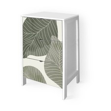 Cassettiera comodino Bianco stampa FOGLIAME-B legno 39x29xH60 cm