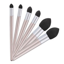 Pinceau à estomper pour maquillage, 3 tailles + éponge(Pack de 6, gris)