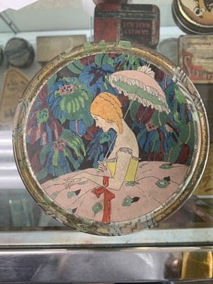 1920-30s Antique Mary King After Bath Powder Tin