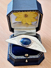 HANDMADE ARTS & CRAFT Hammered Sterling Silver "LAPIS LAZULI"  Brooch