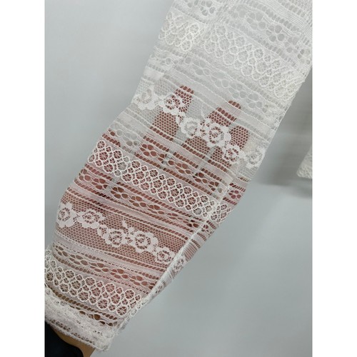 1.State Womens White Lace Long Sleeve Blouse Sheer Shirt Top NEW Size Small - Picture 10 of 12