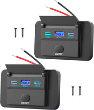 2 Pack 12V USB Outlet Surface Mount Lightweight, Dual USB C 30W and QC 18W Car U