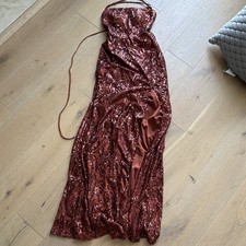 Windsor Brown Sequin Strapless Long Gown Slit Lined Zip Size M TRC1222WD-3