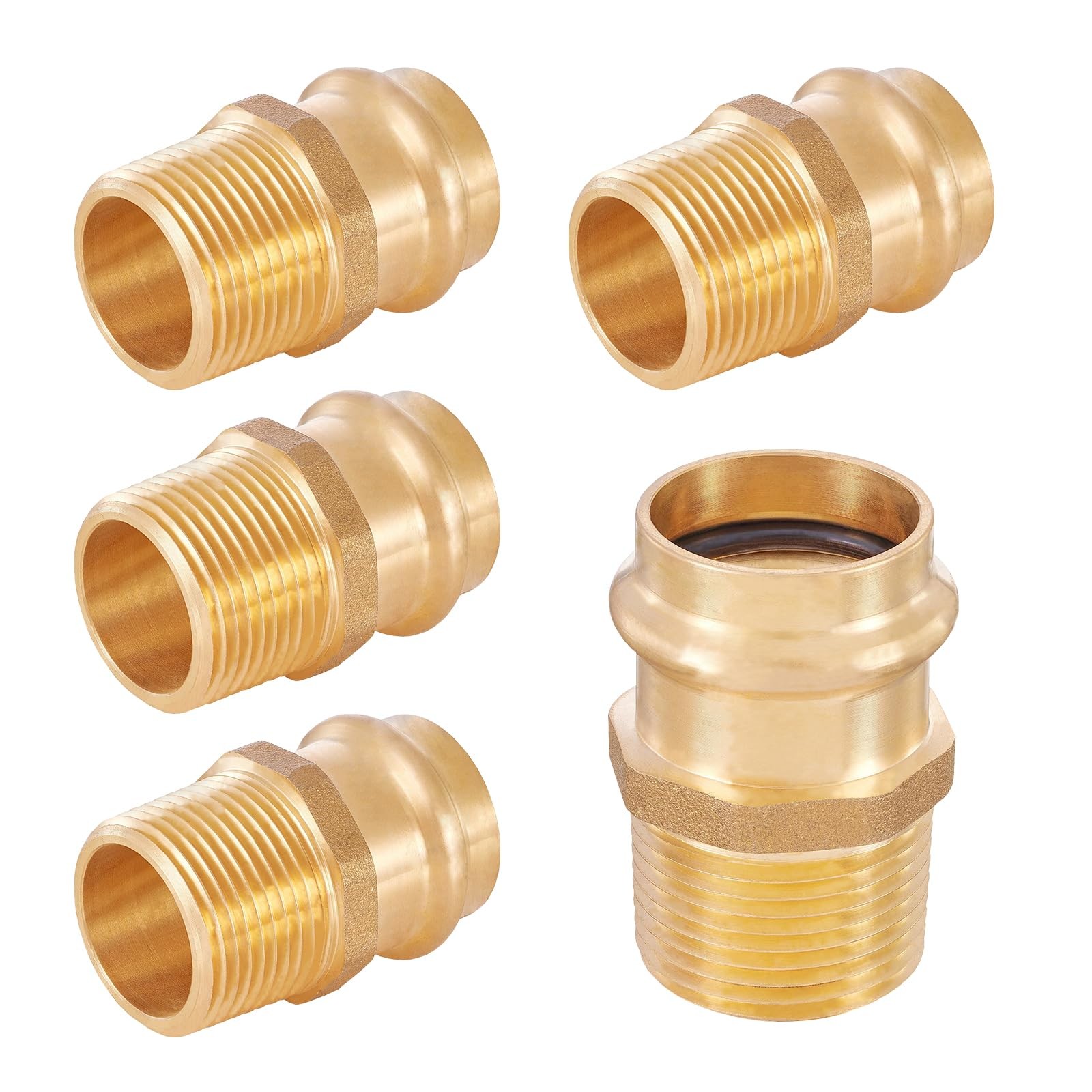 5 PCS Copper Press Fitting Adapter 3/4 Inch Press x 3/4 Inch Male NPT