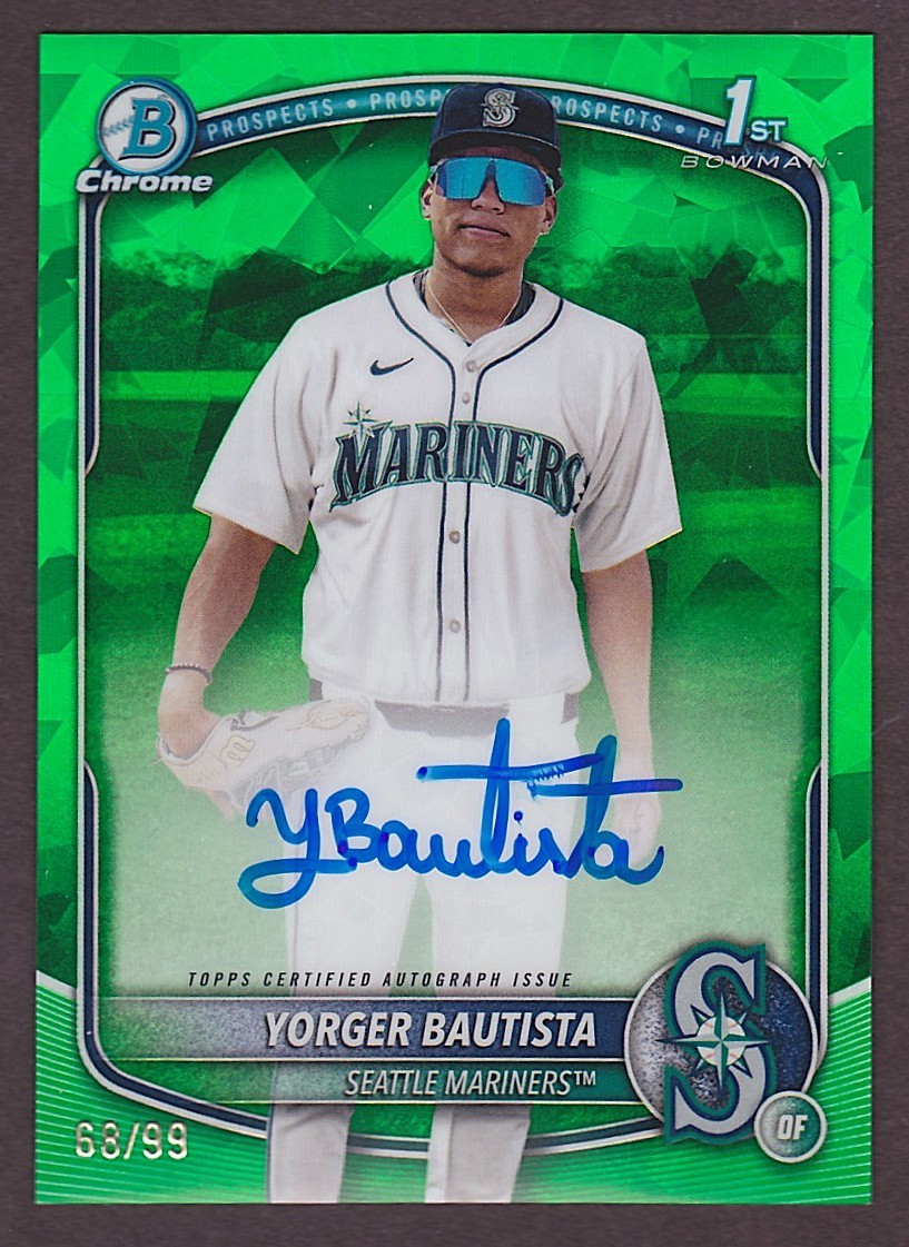 2025 Bowman Chrome Sapphire Yorger Bautista 1st RC Auto Green #/99 Mariners