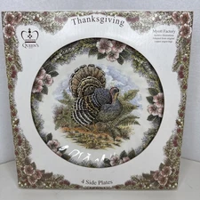Queen's Myott Factory 8" Side Plates THANKSGIVING Set of 4 NEW IN BOX