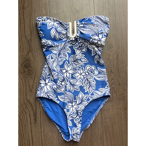 Sea Level Australia Palmera Blue Floral U-Bar Bandeau One Piece Swimsuit NWT US4