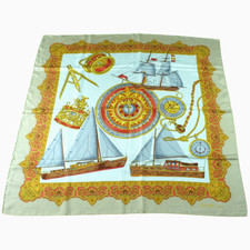 Authentic CELINE Paris "ships" Women's Vintage Luxury Silk Scarf Square 34"in