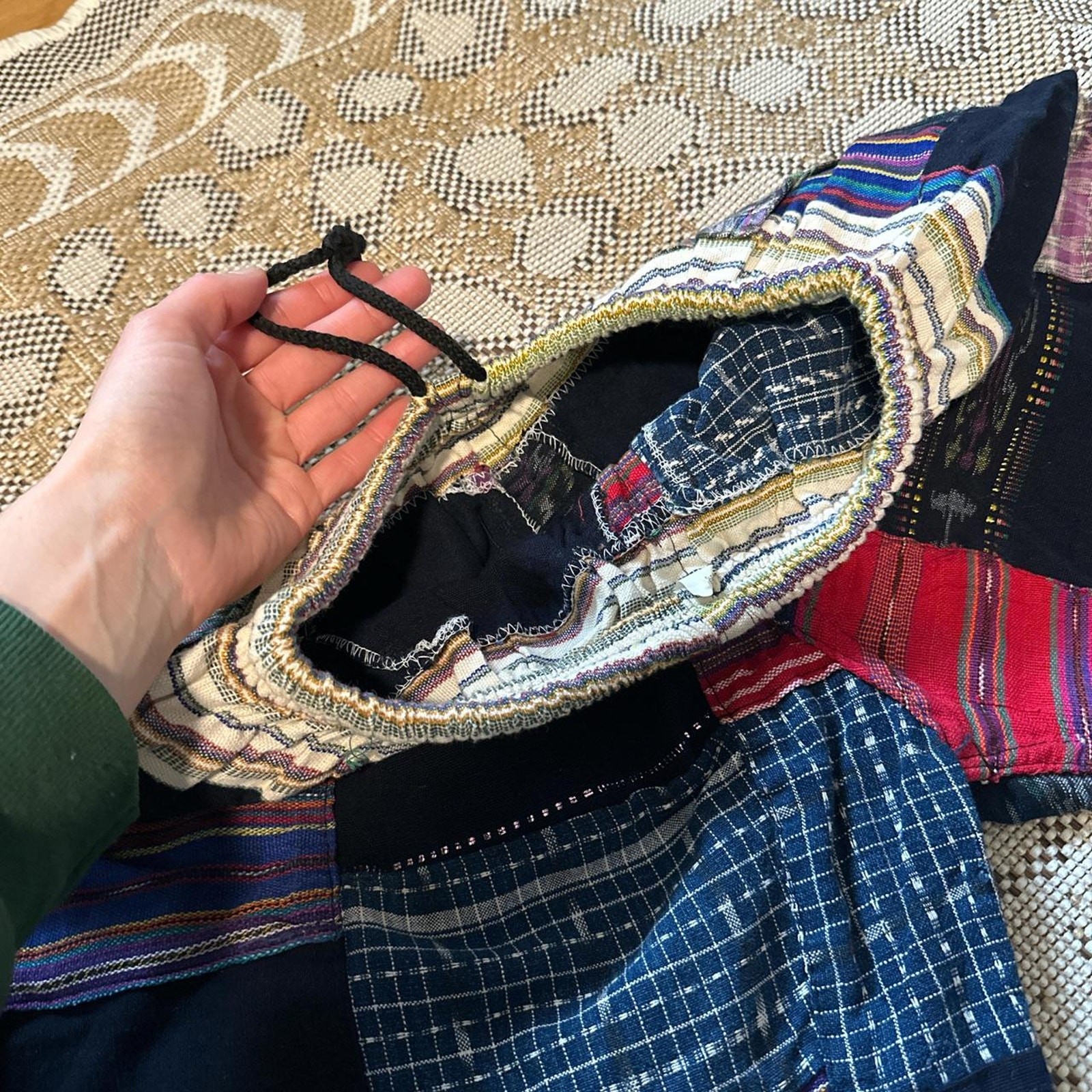 Unique patchwork drawstring shorts, handmade in B… - image 8