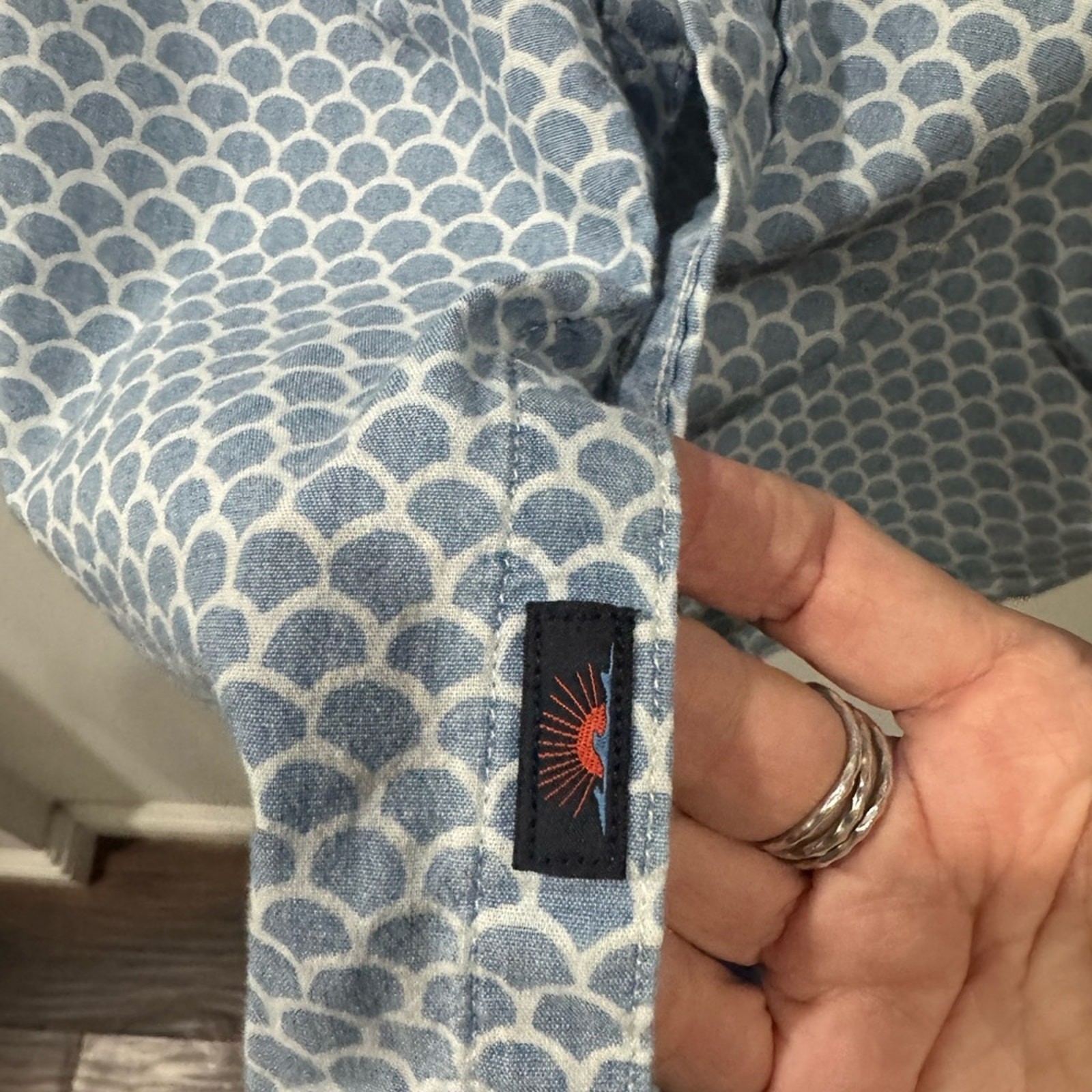 Faherty Light Blue Geometric Button Down Shirt - image 5