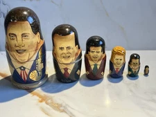 6-US American President 'Russian Nesting' Dolls Clinton Bush Reagan Carter Nixon