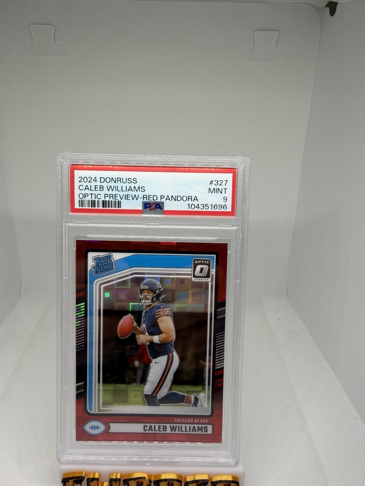2024 Panini Donruss Rated Rookie Caleb Williams Optic Preview Red Pandora Prizm