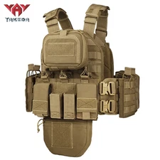 YAKEDA Tactical Vest/Plate Carrier with Hydration Molle Pouch on Back. 3 colors.