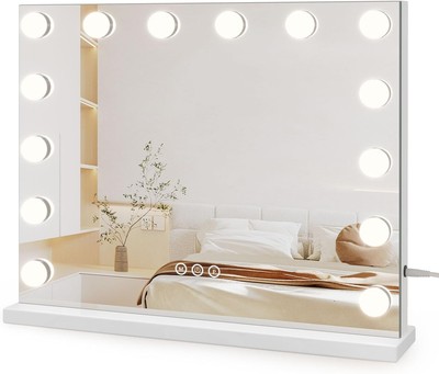 Dripex Hollywood Kosmetikspiegel mit Beleuchtung, 50×42cm groß 42L x 50B cm, weiß 