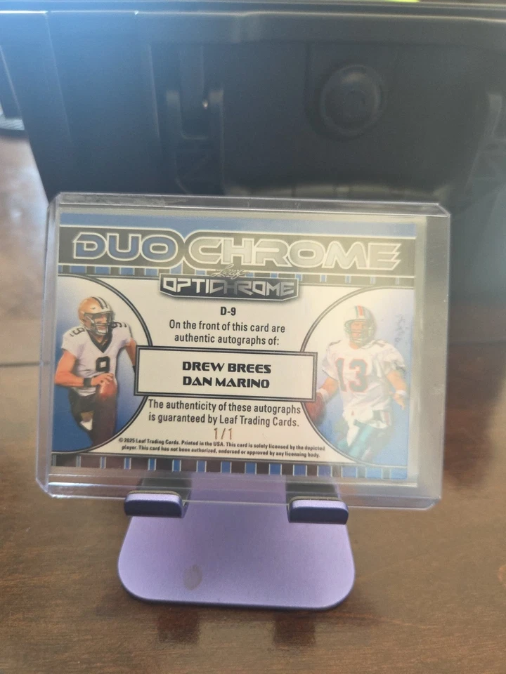 Hoja OptiChrome DuoChrome 2025 Auto Drew Brees / Dan Marino 1/1 #D9 Foto 2 de 2